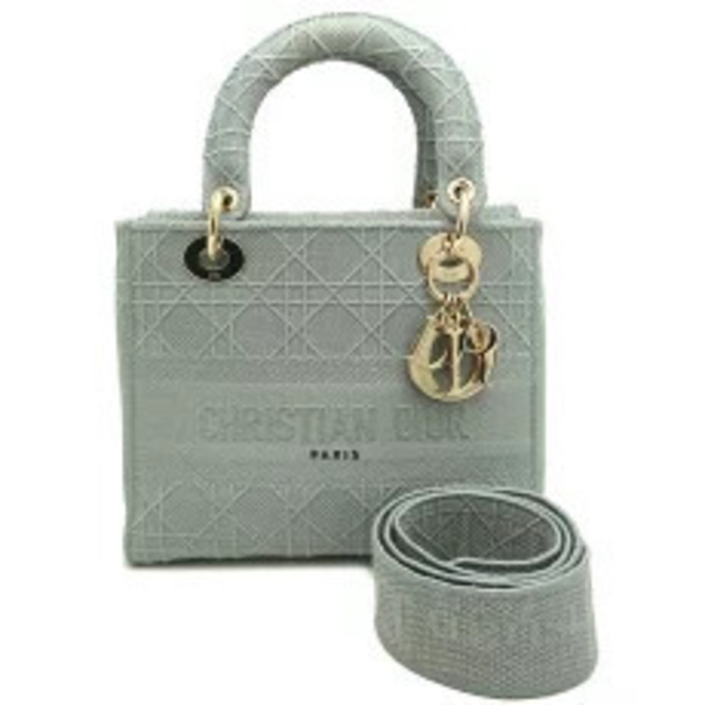Christian Dior Lady Lite Handbag Canvas Gray